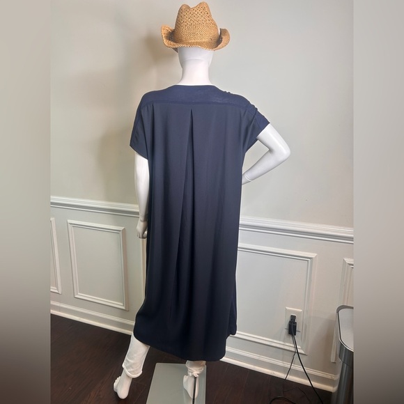 Women’s Lafayette 148 Crew Neck Midi Length Dress, Navy Blue, Size Large, - Picture 9 of 15